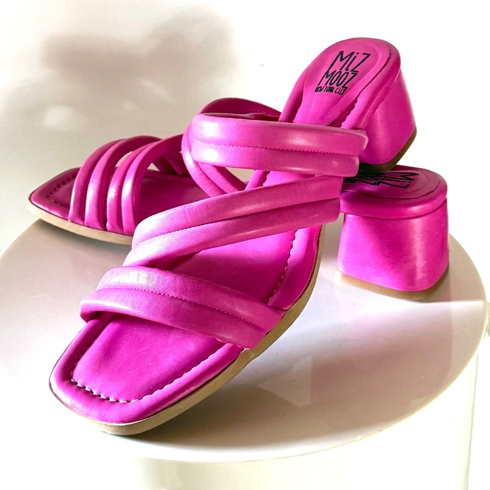 Miz Mooz Oceana Bright Pink Leather Strappy Sandals Shoes 42 11